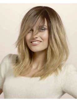 Capless Long Remy Human Hair Straight Blonde Wig With Bangs