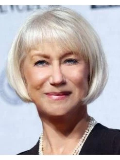Capless Chin Length Hair Straight Grey Wig