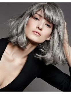 Capless Medium Synthetic Hair Wavy Wig With Bangs