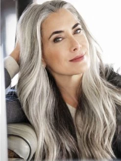 Full Lace Synthetic Hair Grey Wig Without Bangs