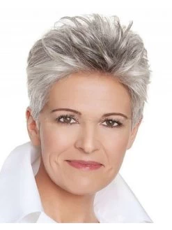 Full Lace Short Synthetic Hair Boycuts Grey Wig