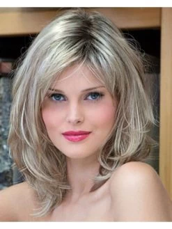 Full Lace Layered Synthetic Hair Wavy Grey Wig