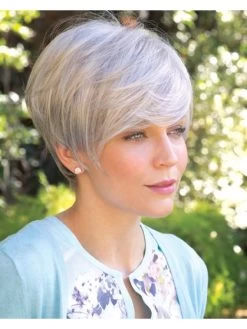 Short Synthetic Hair Wig With Bangs For Older Women