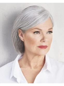 Capless Synthetic Hair Straight Grey Wig Without Bangs