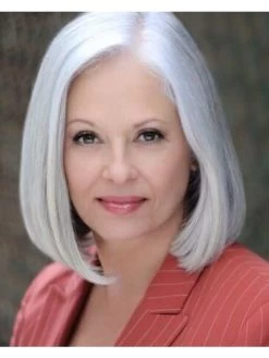 Lace Front Bobs Synthetic Hair Straight Grey Wig