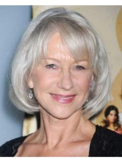 Capless Synthetic Hair Bobs Grey Wig For Older Women