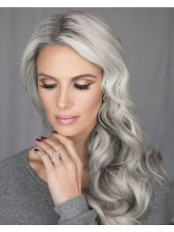Long Synthetic Hair Wavy Grey Wig Without Bangs