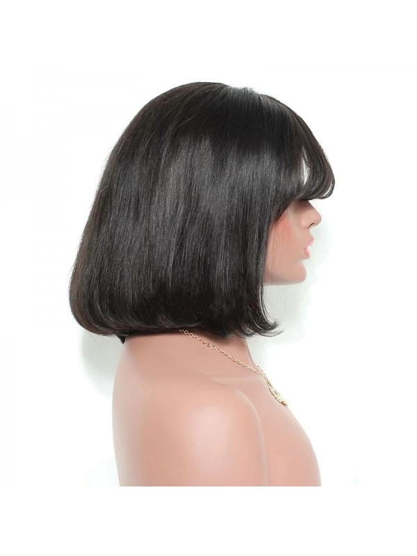 Short Human Hair Wigs Straight Bob Wig For Black Women With Bangs 2 Short Human Hair Wigs Straight Bob Wig For Black Women With Bangs - Image 2