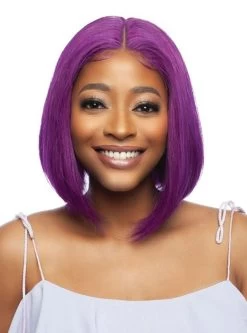Mane Concept Trill 13A Human Hair HD 6" Deep Pre-Colored Lace Front Wig - RICH PURPLE STRAIGHT BOB